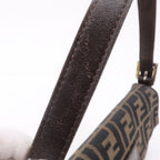 FENDI Mamma Baguette Zucca Canvas Leather Bag Brown 26424