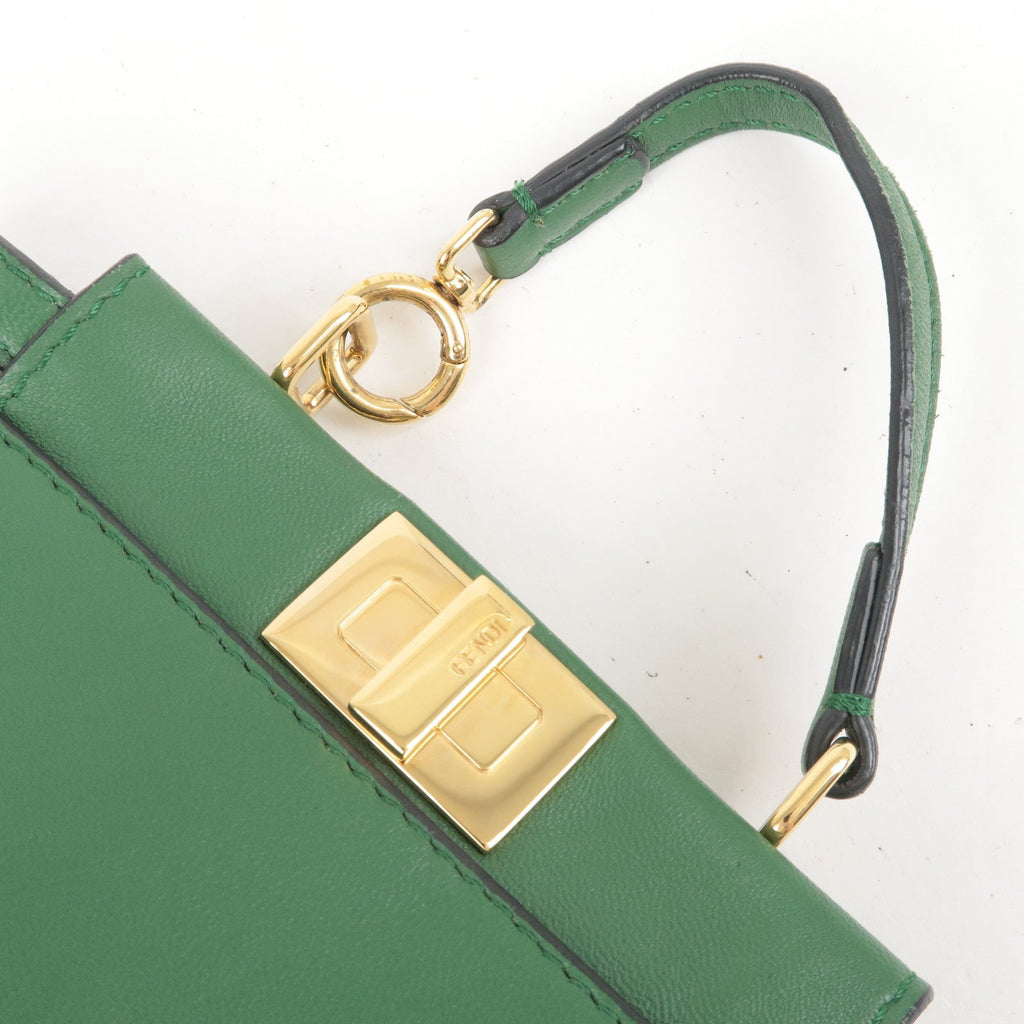 FENDI Micro Peekaboo Leather 2Way Bag Hand Bag Green 8M0355
