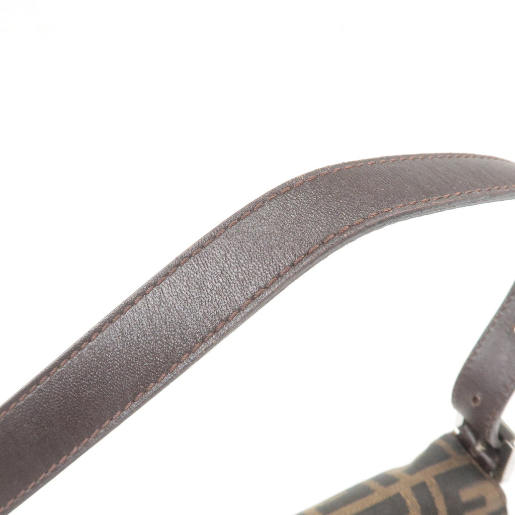 FENDI Zucca Mamma Baguette Canvas Leather Bag Brown Black 26424