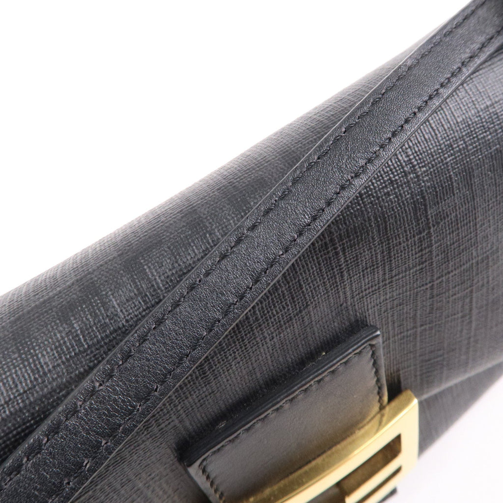 FENDI Zucchino Mamma Baguette PVC Leather Hand Bag Black 8BR180