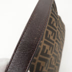 FENDI Mamma Baguette Zucca Canvas Leather Shoulder Bag Brown