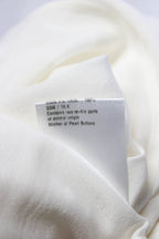 Chloe Womens Button Front Long Sleeve Crew Neck Silk Shirt White