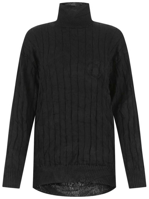 Balenciaga silk oversized turtleneck black