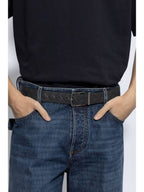 Bottega Veneta Intrecciato Reversible Leather Belt Black Blue