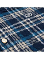 CELINE Loose Lumberjack Check Cotton Long Sleeve Shirt Navy