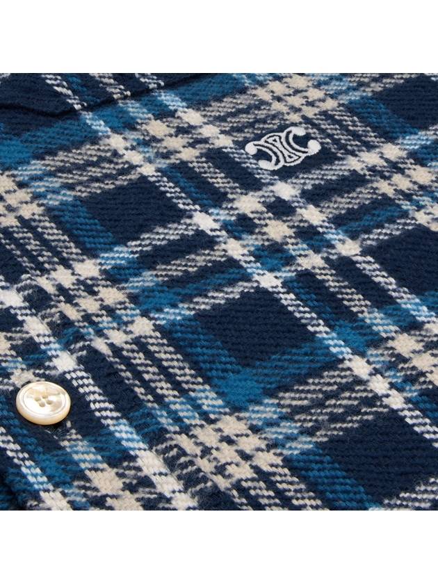 CELINE Loose Lumberjack Check Cotton Long Sleeve Shirt Navy