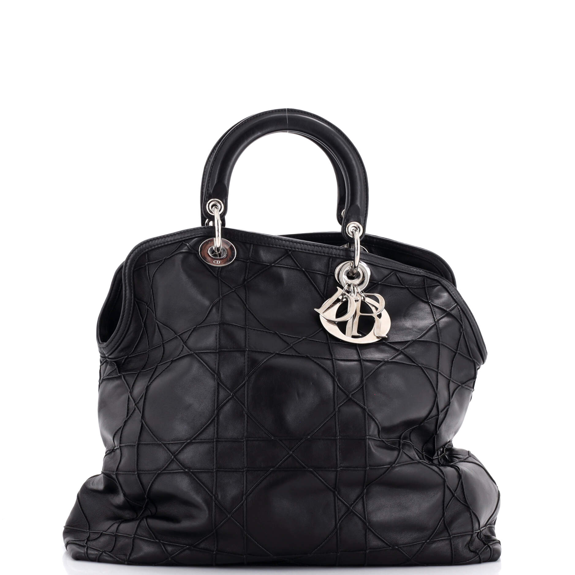 Dior Granville Satchel Cannage Quilt Leather Large