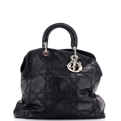 Dior Granville Satchel Cannage Quilt Leather Large