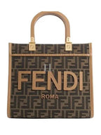 Fendi Sunshine FF Jacquard Fabric Small Tote Bag Brown