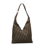 Fendi Zuka One-Shoulder Bag Brown Canvas Leather  Fendi