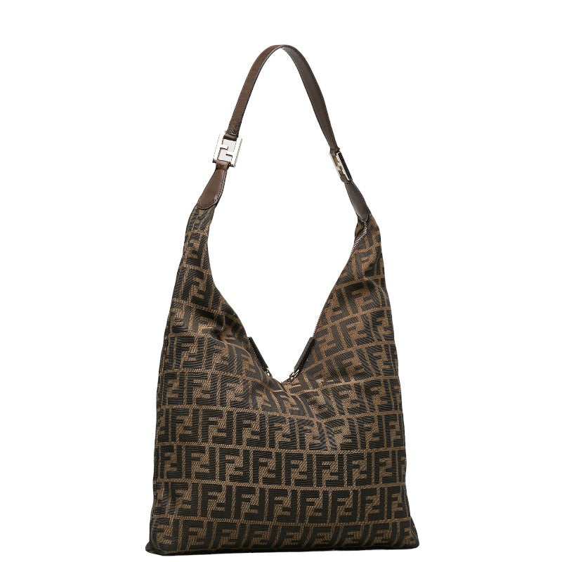 Fendi Zuka One-Shoulder Bag Brown Canvas Leather  Fendi