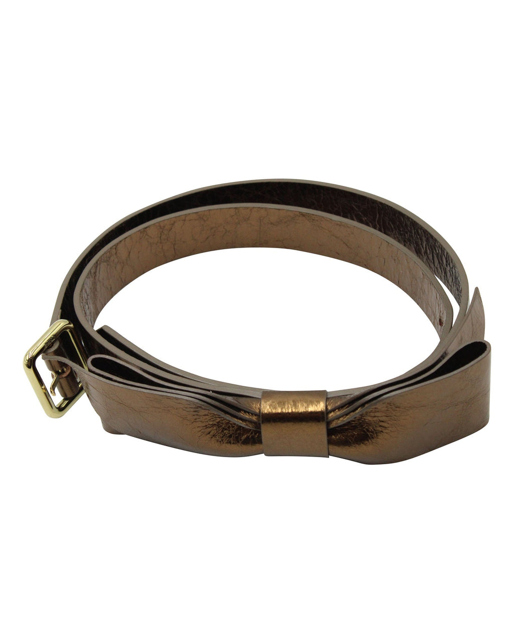 Chloe Bow Detail Buckled Belt in Bronze Leather