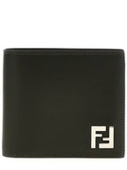 Fendi FF Square Leather Bi-Fold Half Wallet Green
