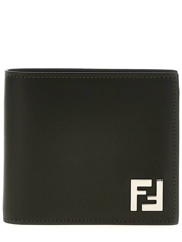 Fendi FF Square Leather Bi-Fold Half Wallet Green