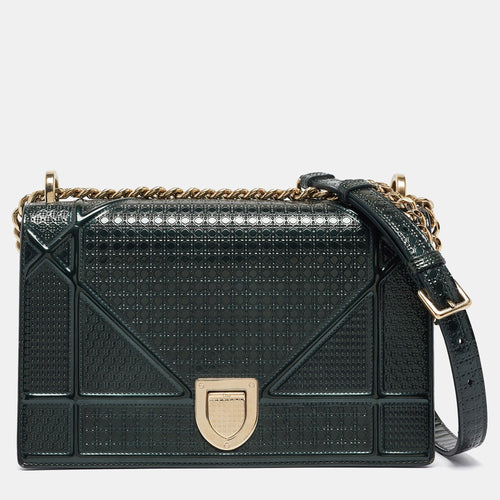 Dior Green Patent Leather Medium Diorama Shoulder Bag