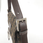 FENDI Zucca Mamma Baguette Canvas Leather Bag Brown Black 26424
