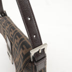 FENDI Mamma Baguette Zucca Canvas Leather Bag Beige 26424