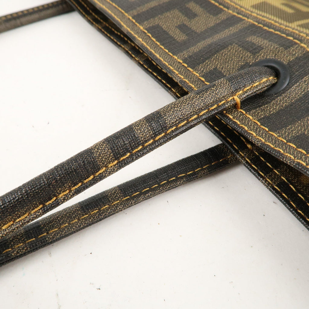 FENDI Zucca Mesh PVC Tote Bag Brown Black 8BH184