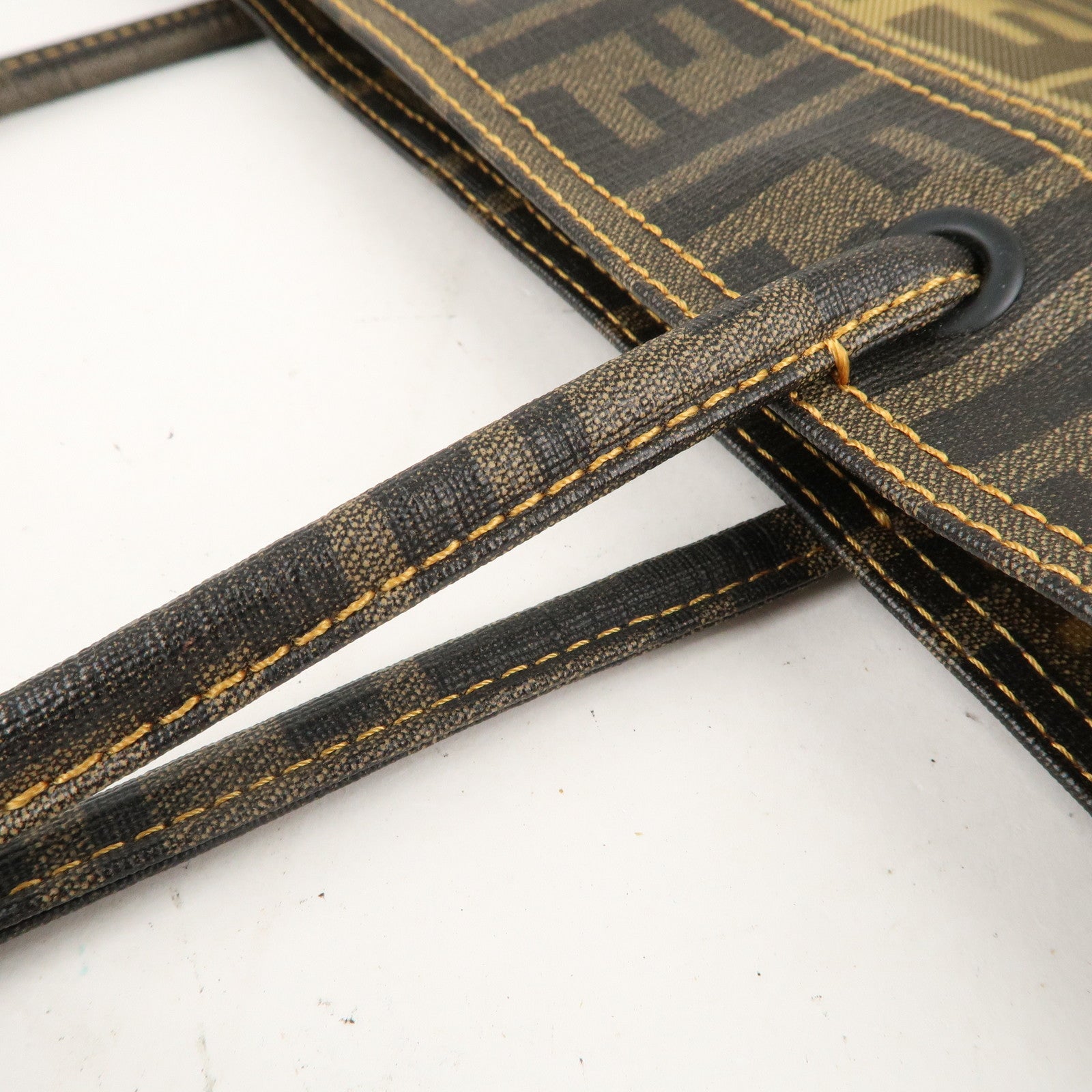 FENDI Zucca Mesh PVC Tote Bag Brown Black 8BH184