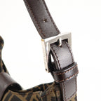 FENDI Zucca Canvas Leather Shoulder Bag Brown Black 26569