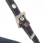 FENDI Denim Leather Shoulder Bag Hand Bag Navy Brown 26640