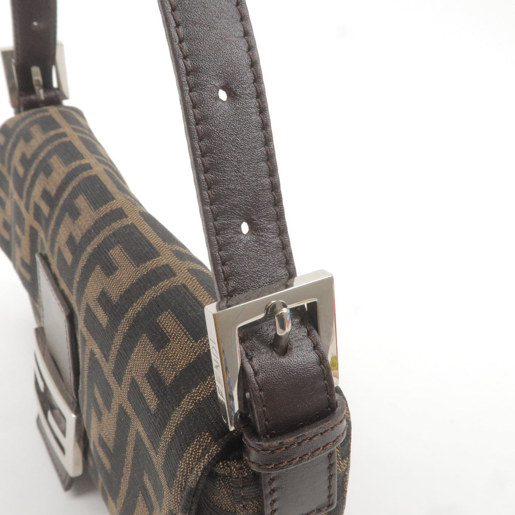 FENDI Zucca Mamma Baguette Canvas Leather Shoulder Bag 26424