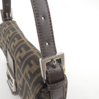 FENDI Zucca Mamma Baguette Canvas Leather Shoulder Bag 26424