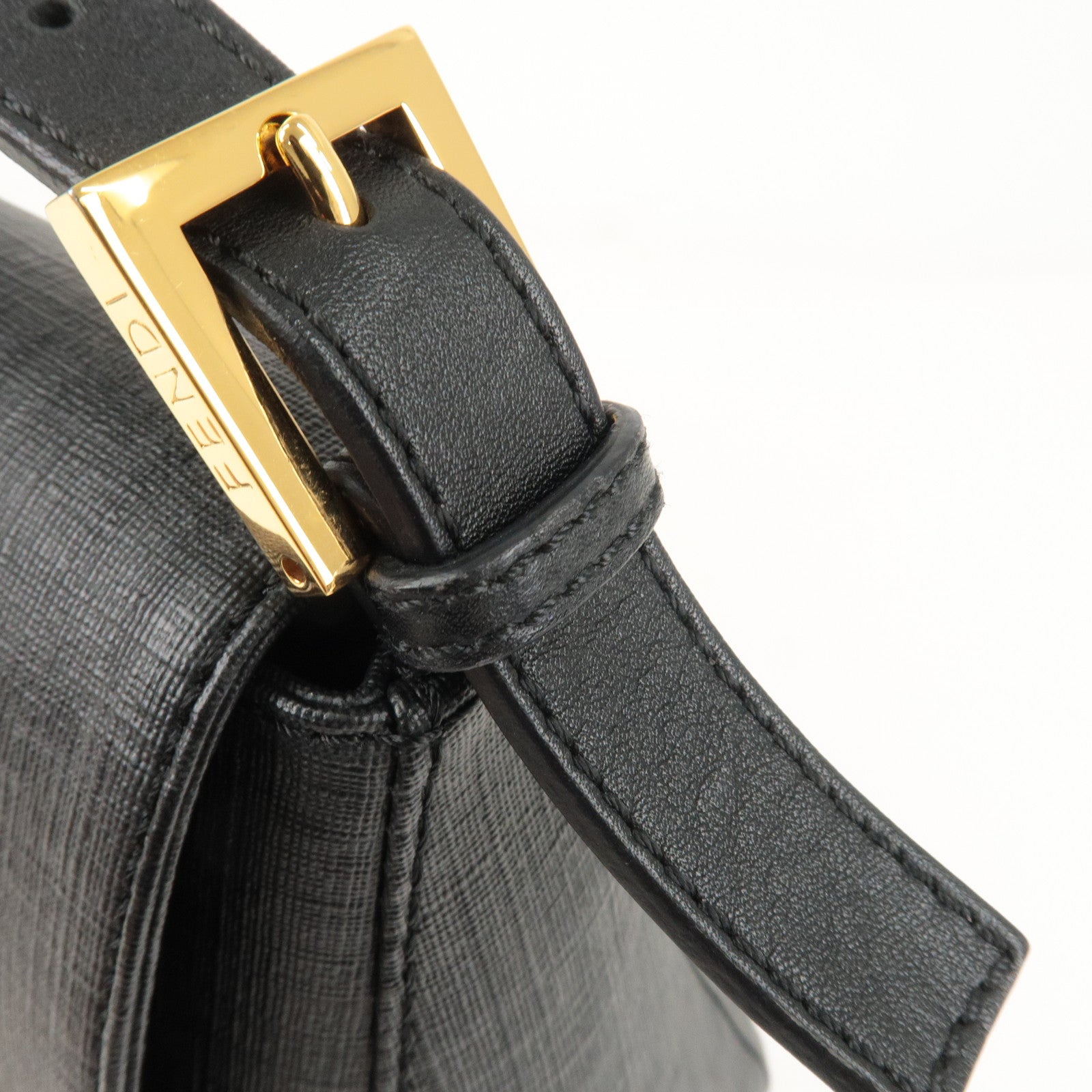 FENDI Zucchino Mamma Baguette Canvas Leather Shoulder Bag 8BR001