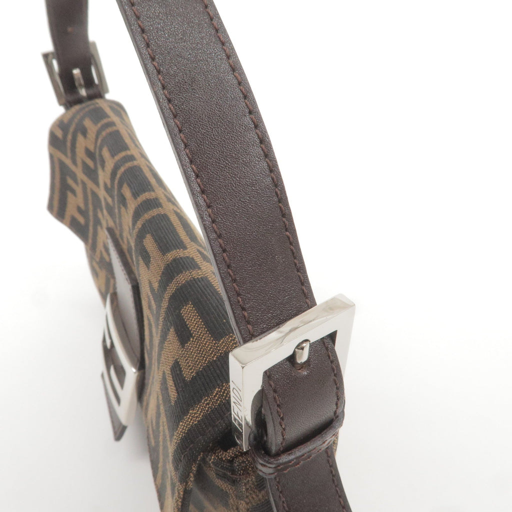 FENDI Zucca Mamma Baguette Canvas Leather Shoulder Bag 26424