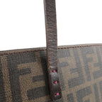 FENDI Zucca Logo Print PVC Leather Tote Bag Brown 8BH198