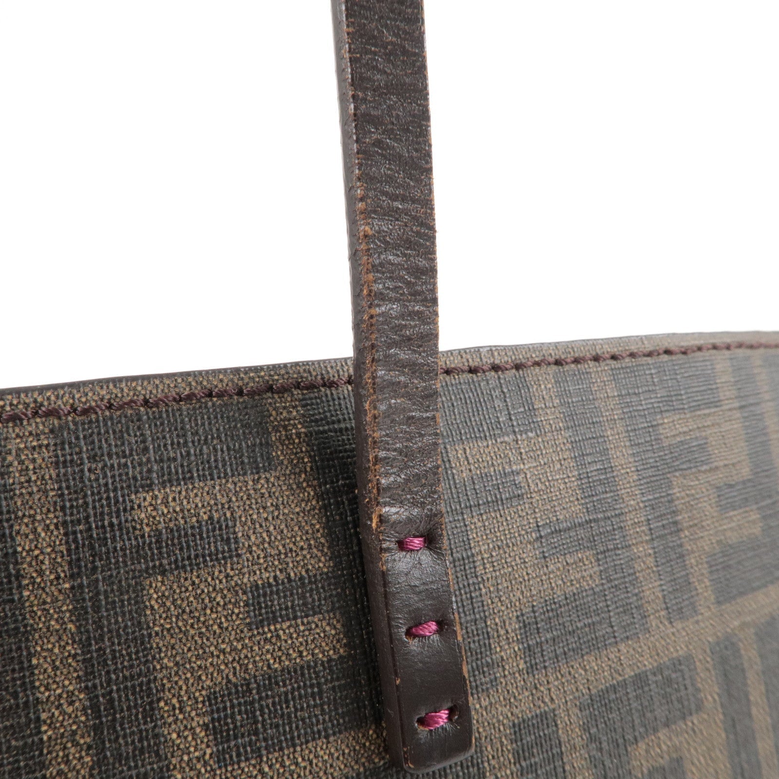 FENDI Zucca Logo Print PVC Leather Tote Bag Brown 8BH198