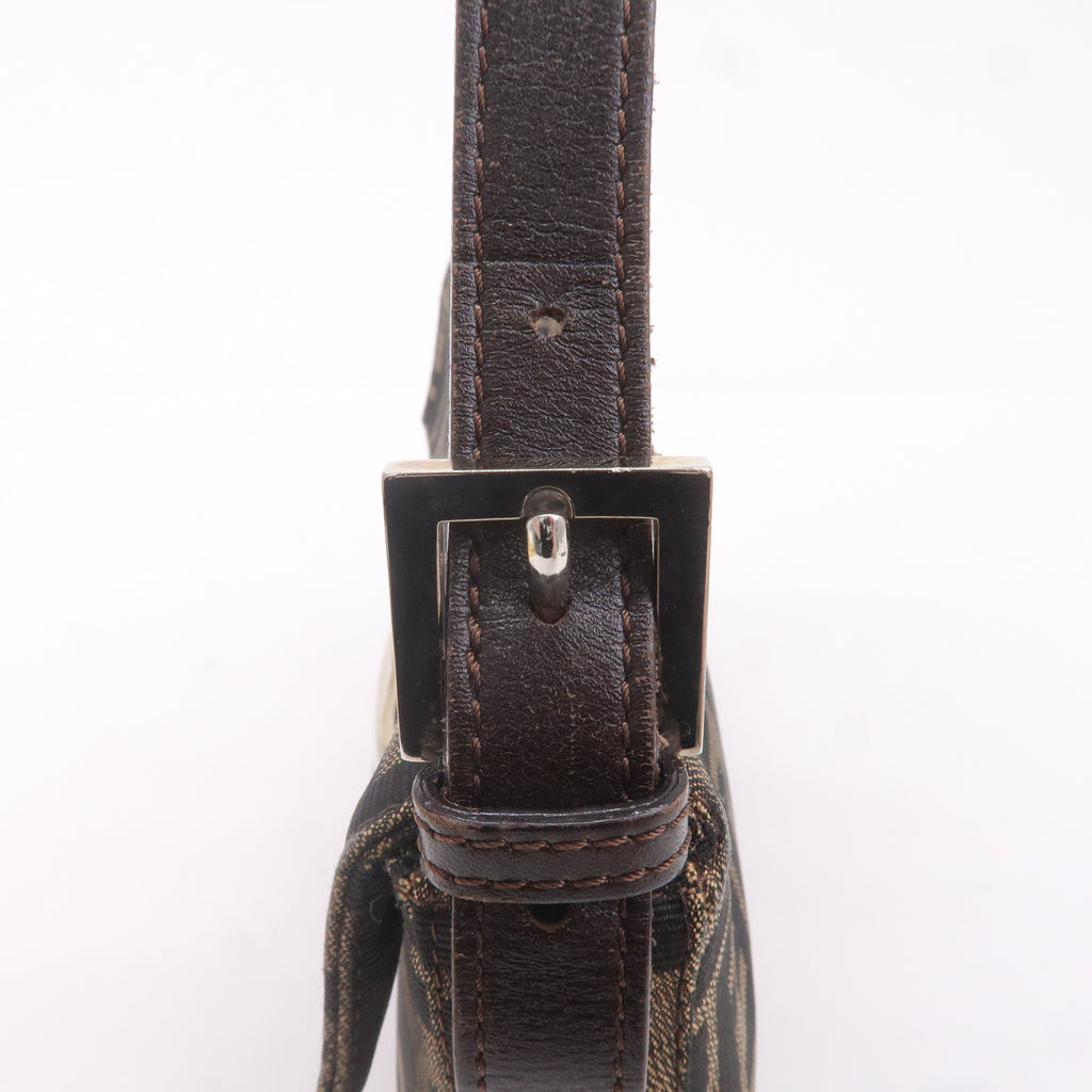 FENDI Mamma Baguette Zucca Canvas Leather Bag Brown 26424