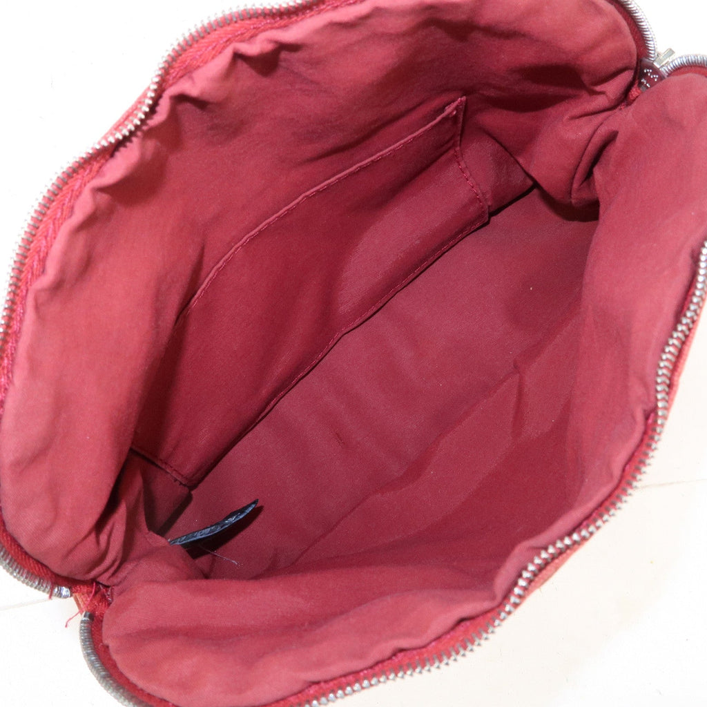 HERMES Set of 2 Bolide Pouch MM & Mini Canvas Leather Ivory Red