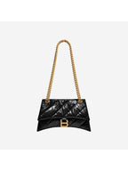 Balenciaga Women's Crush Logo Gold Chain Small Shoulder Bag Black