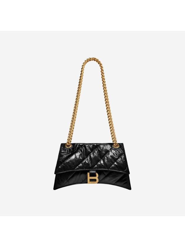 Balenciaga Women's Crush Logo Gold Chain Small Shoulder Bag Black