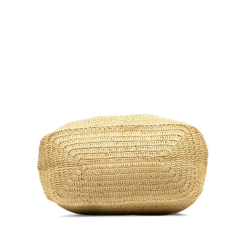 Saint Laurent Hob Bag YSL Logo Cago Shoulder Bag Tote Bag Beige Raffia  Saint Laurent