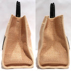 FI Fendi Sunshine Medium 8BH386 Hand Shoulder Bag 2WAY Straw Material Beige G    Excellent Woodwear