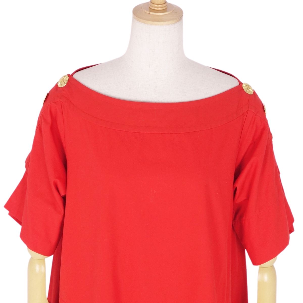 Vint Yves Saint Laurent One Earrings Short Sleeve ed Cotton Tops  Made in France 34 (equivalent to XS) Red