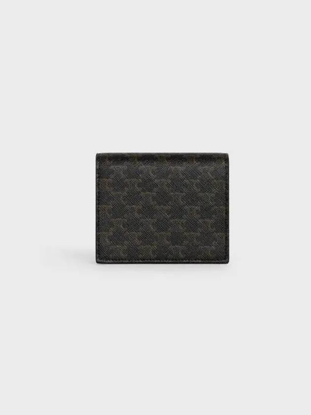 CELINE Triomphe Canvas Strap Business Card Half Wallet Tan