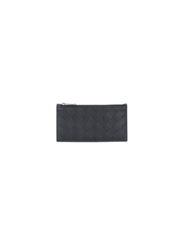 Bottega Veneta Intrecciato Zipper Card Wallet Black
