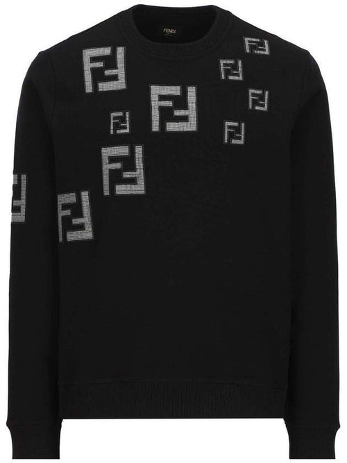 Fendi Men's FF Logo Jersey Sweatshirt Black