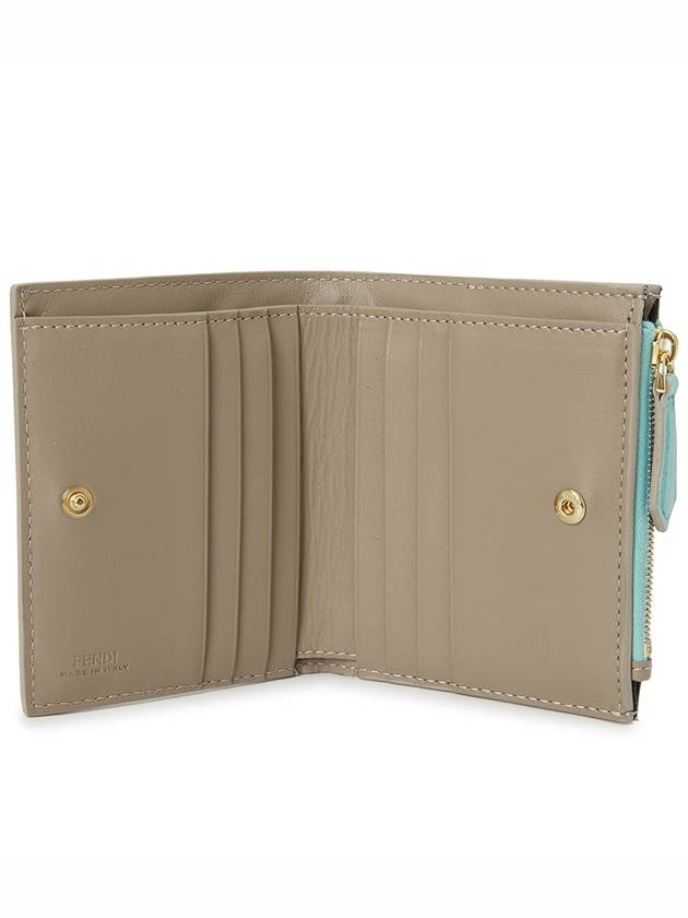 Fendi Slim Baguette Leather Half Wallet Light Blue