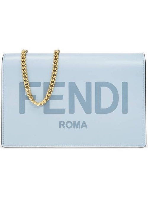 Fendi Logo Chain Small Long Wallet Light Blue