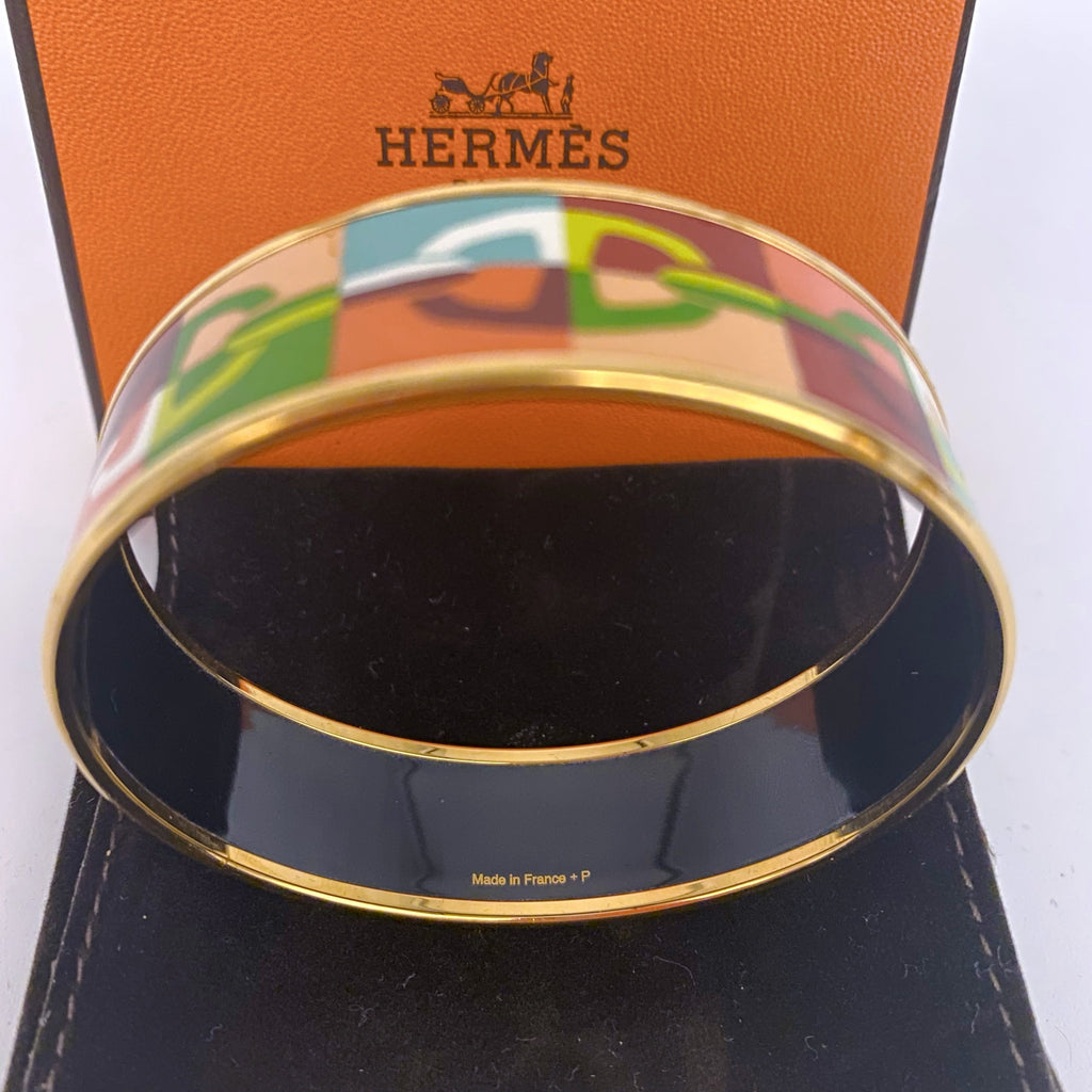 Hermes Wide Enamel Bangle Bracelet