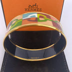 Hermes Wide Enamel Bangle Bracelet