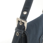 FENDI Mamma Baguette Canvas Leather Shoulder Bag Navy 26325