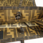 FENDI Zucca Mesh PVC Tote Bag Brown Black 8BH184