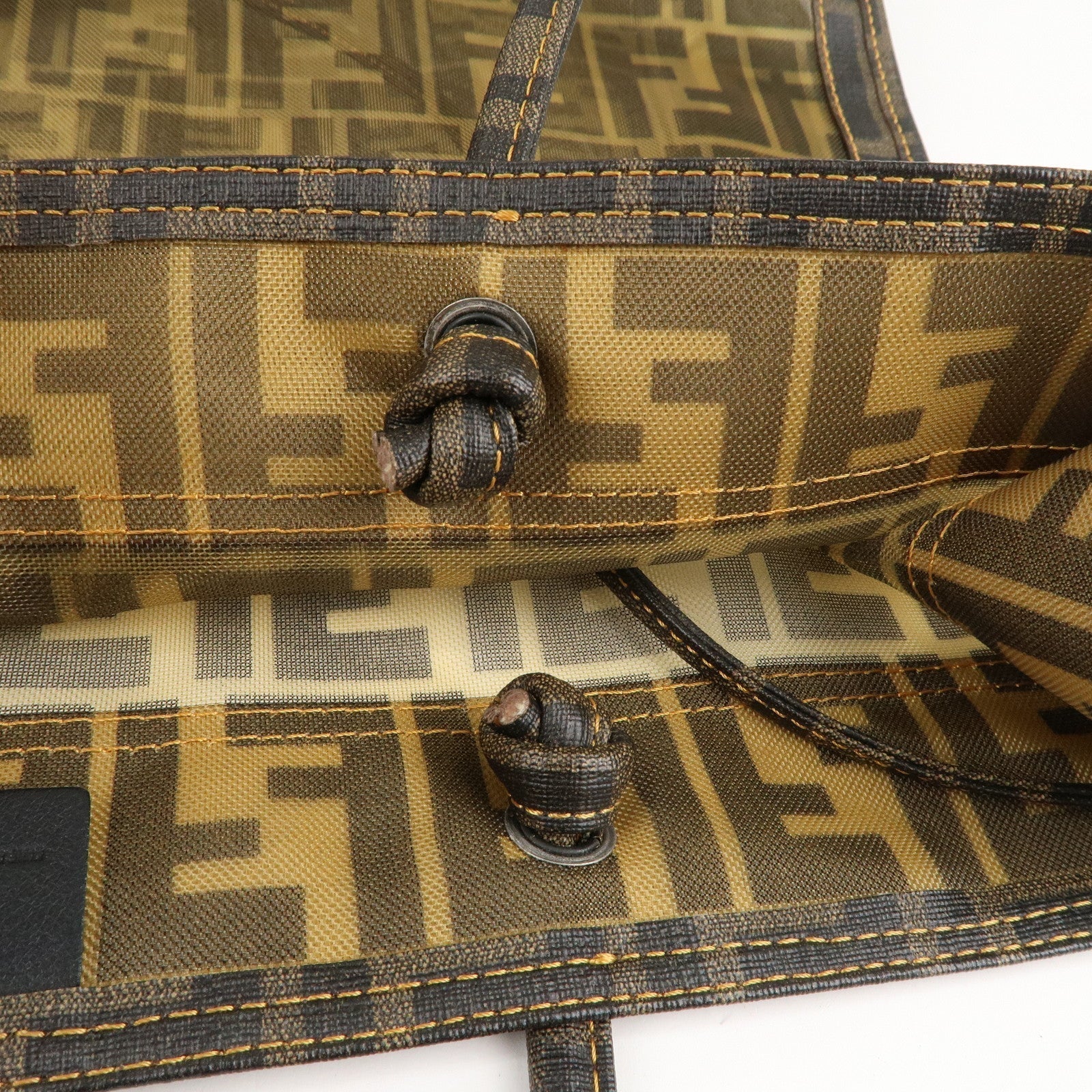 FENDI Zucca Mesh PVC Tote Bag Brown Black 8BH184