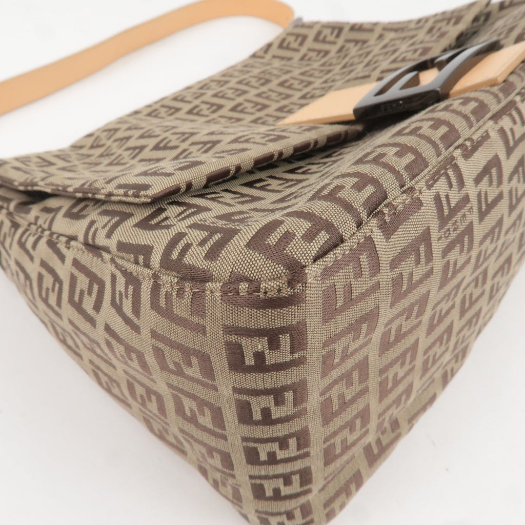 FENDI Mamma Baguette Zucchino Leather Shoulder Bag Beige 8BR001
