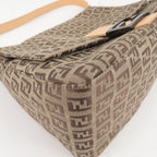 FENDI Mamma Baguette Zucchino Leather Shoulder Bag Beige 8BR001